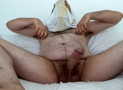 Big Dick Bear Sniffing and Huffing Dirty White Briefs and Cums