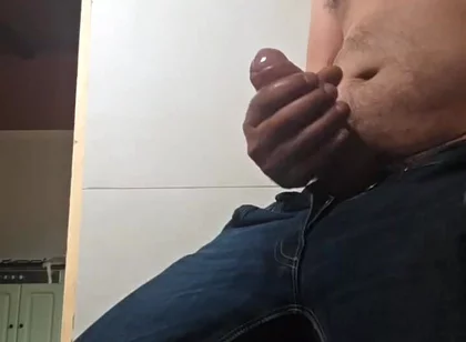 Guy Masturbates on His Knees