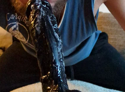 Very Sloppy Dildo Deepthroat, a Lot of Saliva Is Running Down the Cock
