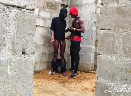 Ebony Slime Waist Got Smashed on the Wall of an Uncompleted Building Doggy