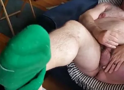 Bear Jerks off in Green Socks