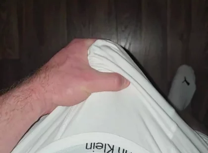 Heavy Load! German-russian Squirts Through the Fabric of the White Ck Boxers!