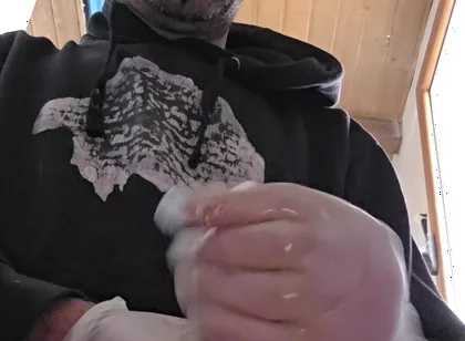 Straight Boy Jerks off on the Construction Site with Latex Gloves.