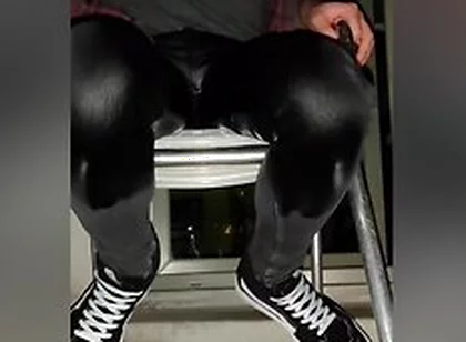 Pissing Skinny Jeans On Balcony