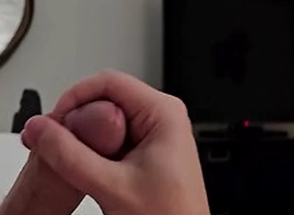 Hotel Room Jerk Off, Hairy Dick Close Up & Cum