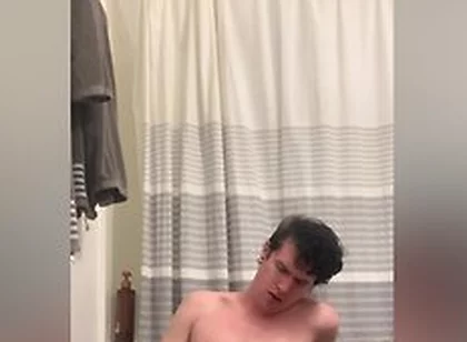Twink Shows Off, Plays With His Hard Cock And Fucks His Ass With A Dildo Until He