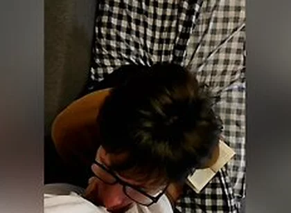 On Halloween, A Ghost Fucked A Guy With Glasses In The Mouth And Filled His Whole Face With Cum