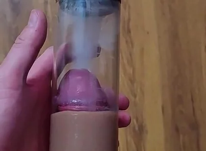 Just a Moment After an Intense Orgasm! a Penis Vacuum Pump Full of Sperm!