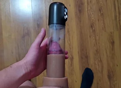 Just a Moment After an Intense Orgasm a Penis Vacuum Pump Full of Sperm