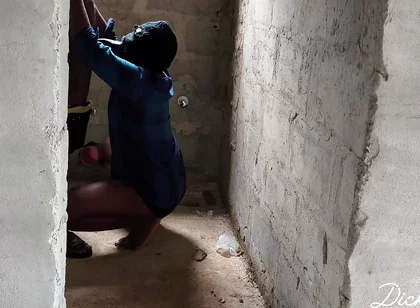 Fucking Ebony Big Wasit Bussy Inside the Toilet of an Uncompleted Building After a Blowjob
