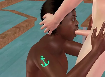 Animated 3D Gay Porn - Black Man Giving Blowjob to White Man in Classroom
