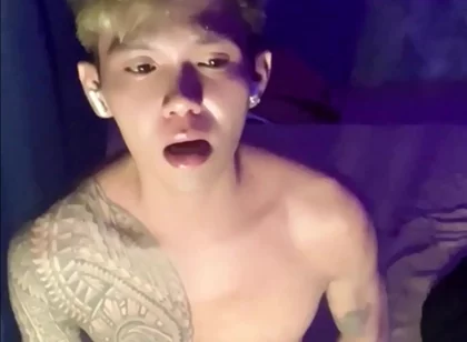Filipino Inked Horny Twink Teasing and Masturbating Until He Cums