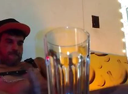 Piss, Spit, Pig Cum. Boy Fills A Glass By Spiting, Cumming And Pissing