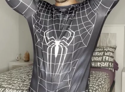 Big Load with No Hands! Spiderman Outfit