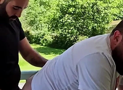 Outdoor Bear Fucking Bareback in Public