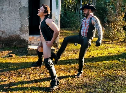 Cowboy Ballbusting on the Farm