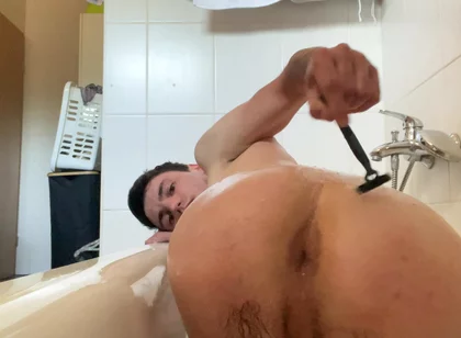 Russian Showers and Shaves His Hole and Intimate Area