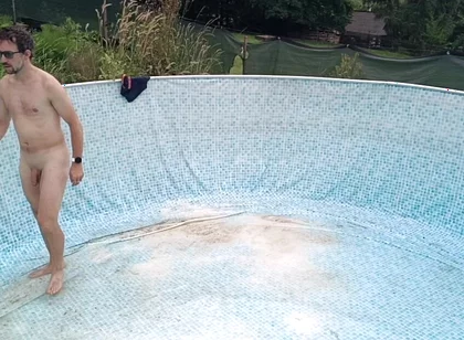 Naked in the Garden: Dirty Handjob in the Pool