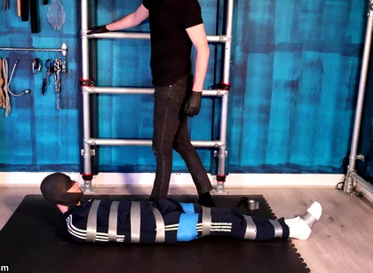 Bound and Struggling in Tape Bondage (4k)