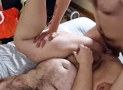 Threesome Of Hairy Fat Men Suck Each Others Cocks And Fuck Bareback