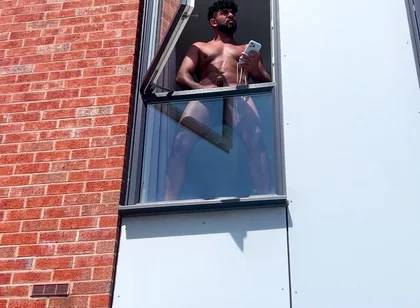 Arab Stepdaddy Wanting in Street and Cuming in Window and Cuming on Street