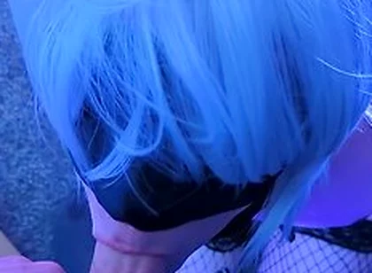 Cute Blindfolded Femboy Deepthroats Masters Cock
