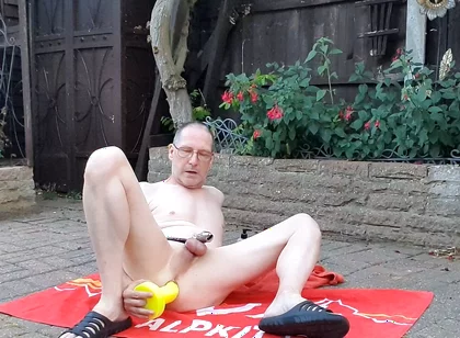 Outdoor Anal Dildo Fun While Locked in Chastity with Mike Essex