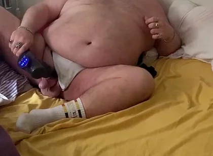 Fat Stepdaddy Wanks with Massage Toy