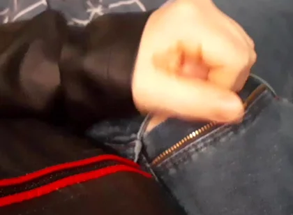 Jerking in Biker Leather Jacket