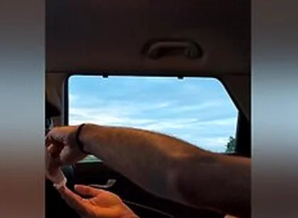 Jerking Off In The Car With Sunset As Trucks Go By