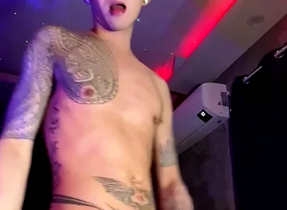 Asian Inked Boy Teasing and Jerking off