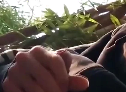 Caught Jerking off My Cock Sticking Out of My Very Short Shorts, I Wait Him Gone, to Wank Again and Cum Outdoor