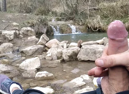 Uncut Big Fat Cock Hiker Unloads His Thick Cumshot in Exotic Place