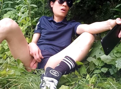 After Getting Caught Outside, Gay Twink Jon Arteen Sneaks off to Stroke Himself