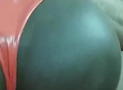 Black ass sextoy in shiny pants ass cumshot