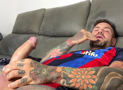 Handsome Spaniard Jerks off in the Barça Shirt