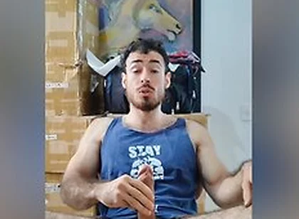 Hairy Hunk Drops A Huge Cum Load Over His Body