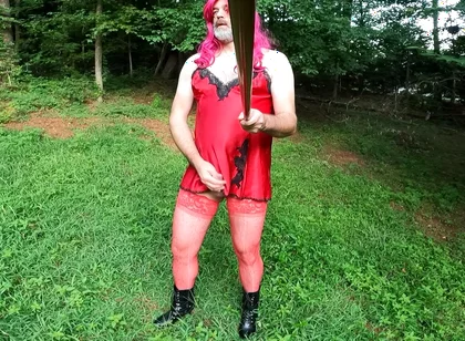 Raw Unedited Crossdresser in Lingerie Outside