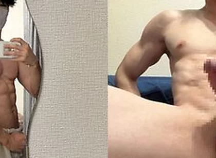 Light-skinned Muscular Man Masturbating