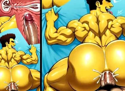 Compilation of Gay Anal Sex in a Simpsons Cartoon Style