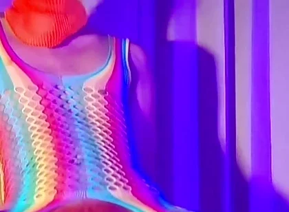 Orange Balaclava Mask Sissy Trans Dyed Pubic Hair Fuck Myself with Dildo