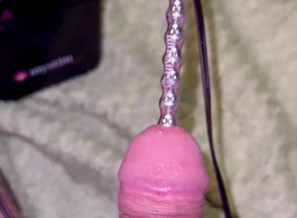 Extra Uretral Stimulation with Beaded Sound Deep in My Cock