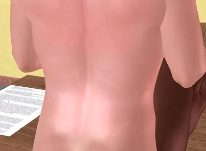 Animated 3D Gay Porn - White Man Fucking Black Man on Desk Holding Legs in Classroom