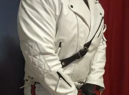 In Full White Leather Formals.