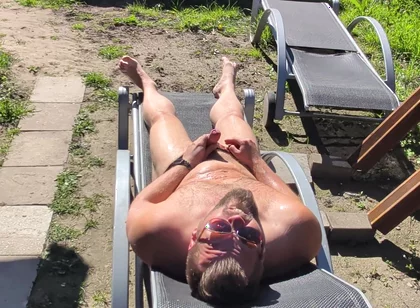 Sunbathing, Pissing and Cumming in the Backyard