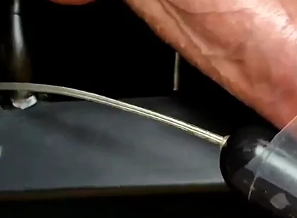 Vibrator on Dick Head Laying on Bench Press Orgasm