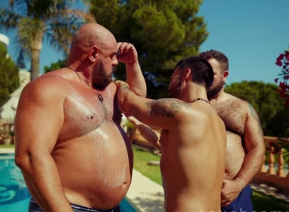 Putting Sun Cream on Two Big Handsome Bears Massage Asmr