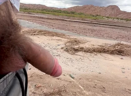 Young Uncut Boy Pee in Desert