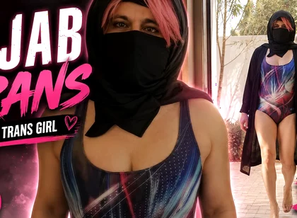 Arab Muslim Sissy Wearing Hijab Outdoors