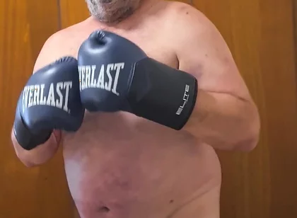 Silver Stepdaddy Boxer - POV Shadowboxing Naked